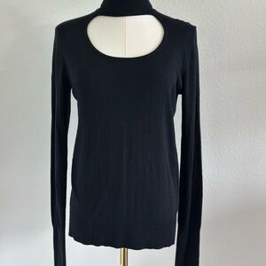 Elegant Black Cut-Out Women's Top